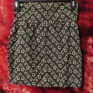 charlotte russe black and green mini chevron skirt